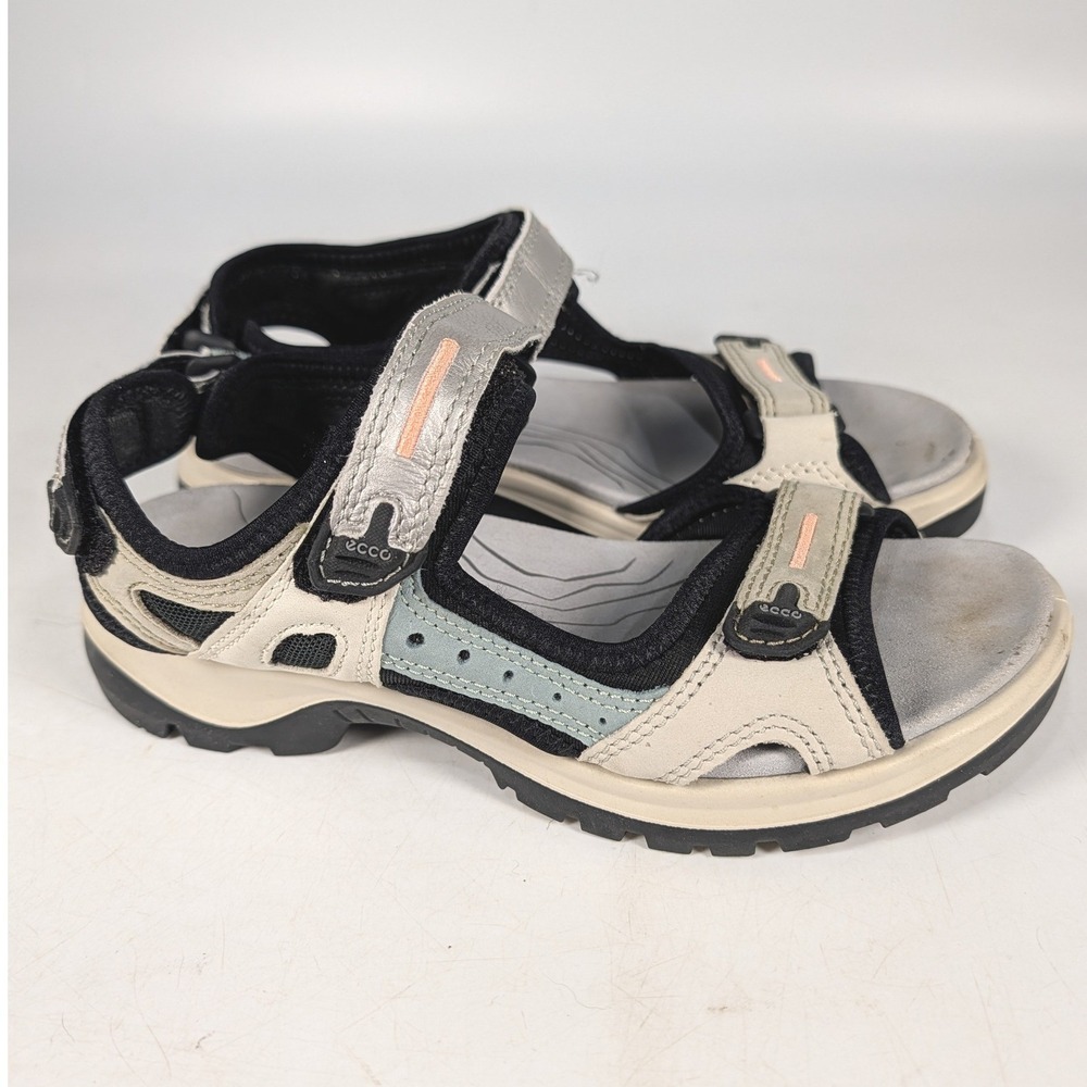 ECCO Offroad Women's Hiking Sandals Gray Leather Strappy Walking Shoes Size 39